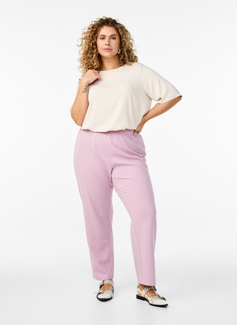 Lyhythihainen kudottu pusero, jossa on py&ouml;re&auml; p&auml;&auml;ntie, Beige, Model image number 1
