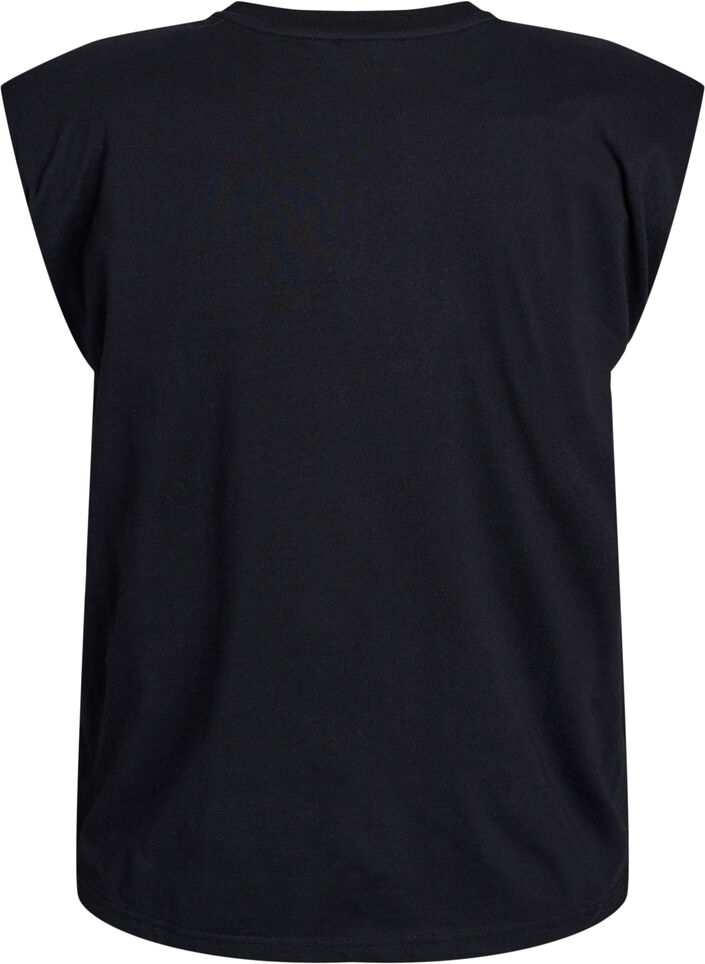 Hihaton trikoopusero, jossa on olkatoppaukset., Musta, Packshot image number 1