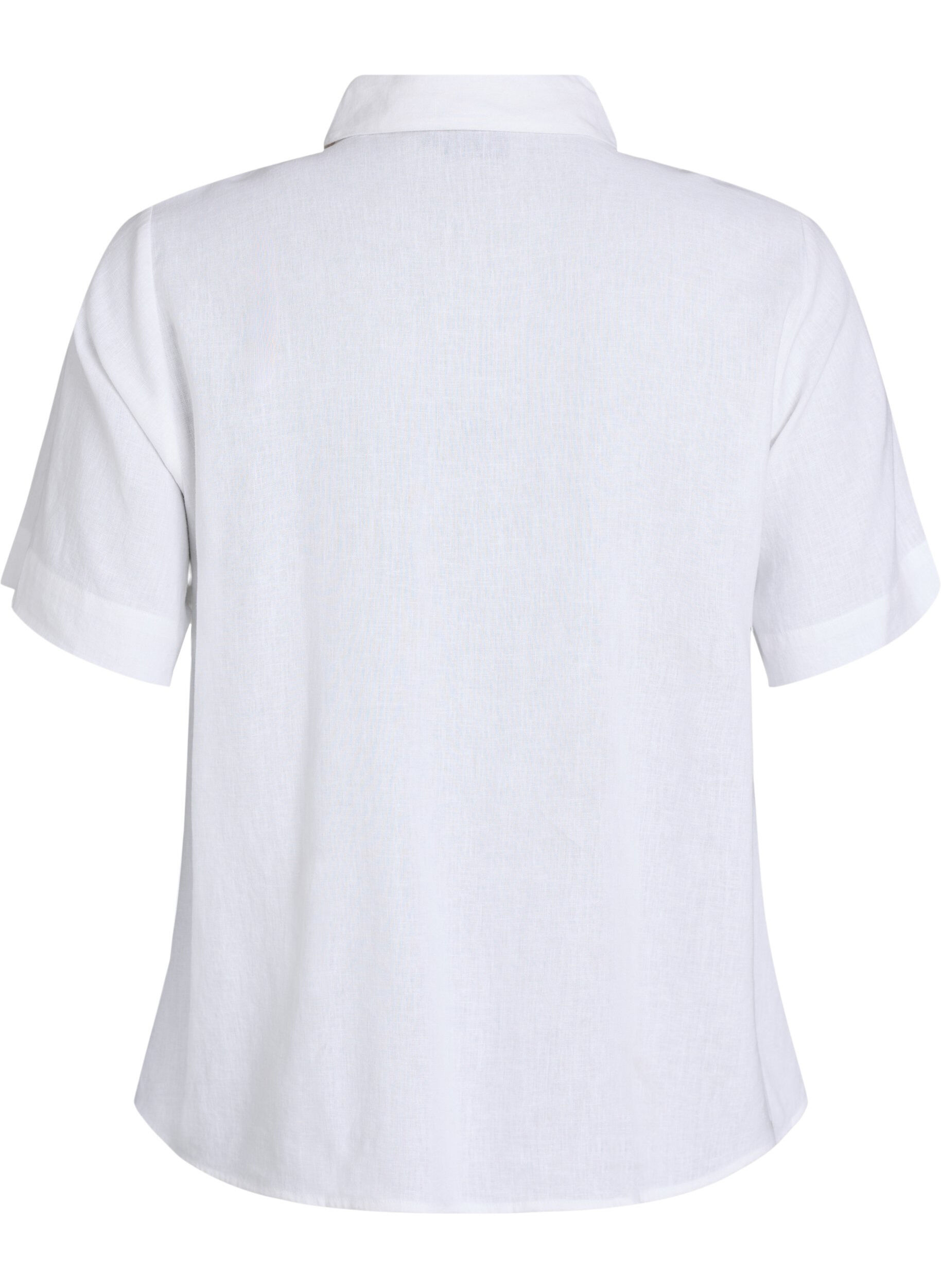 Zizzi Lyhythihainen paita pellavasta ja viskoosista, Valkoinen, Packshot image number 1