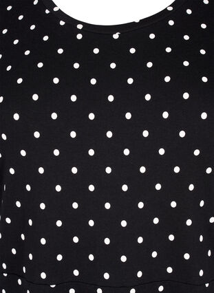 Puuvillamekko, jossa on lyhyet hihat ja pisteitä, Black w. White Dot, Packshot image number 2