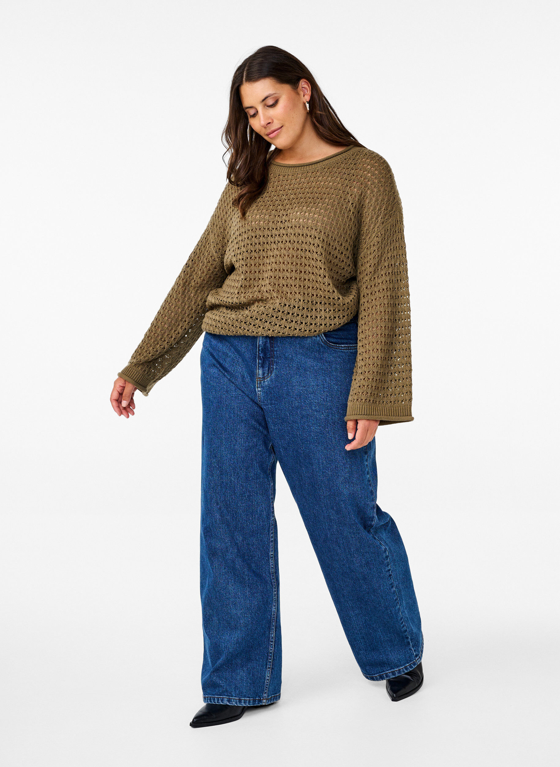 Zizzi Reik&auml;neulepusero, Dusky Green, Model image number 2