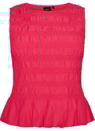 Smokkitoppi venep&auml;&auml;ntiell&auml; ja peplum-helmalla, Vaaleanpunainen