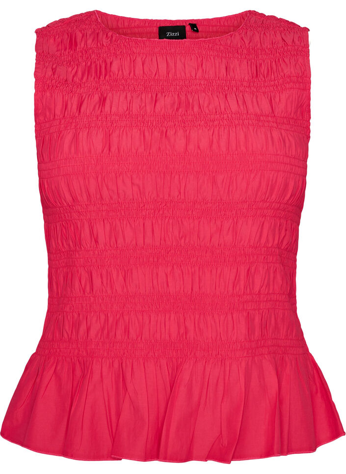 Smokkitoppi venep&auml;&auml;ntiell&auml; ja peplum-helmalla, Vaaleanpunainen, Packshot image number 0