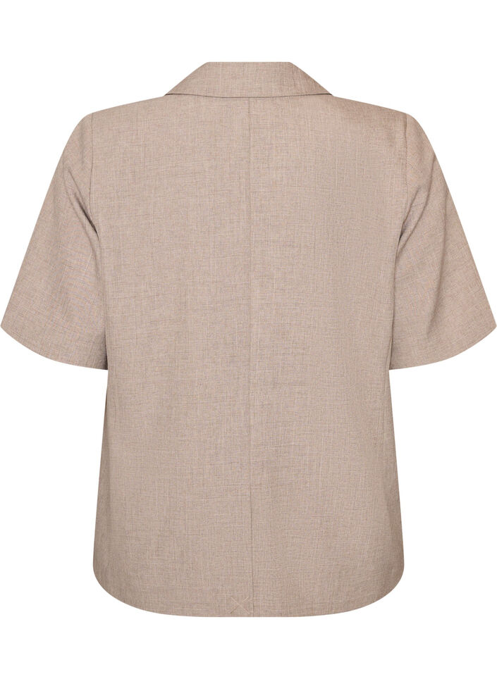 Bleiseri lyhyill&auml; hihoilla ja kaulusk&auml;&auml;nteill&auml;, Ruskea, Packshot image number 1