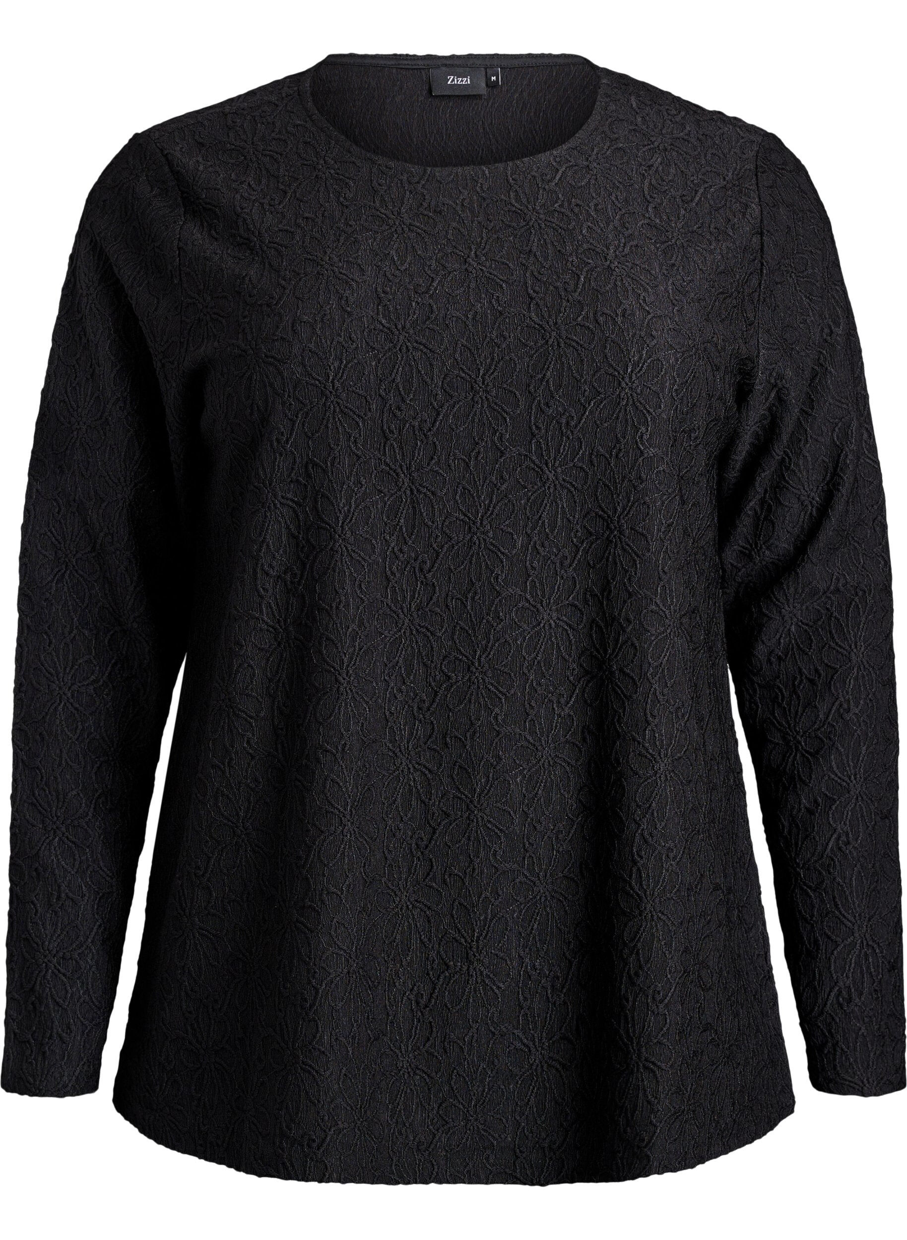 Pitk&auml;hihainen pusero kukkakuvioinnilla