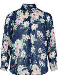 FLASH - Pitkähihainen paita kukkakuosilla, Navy Flower