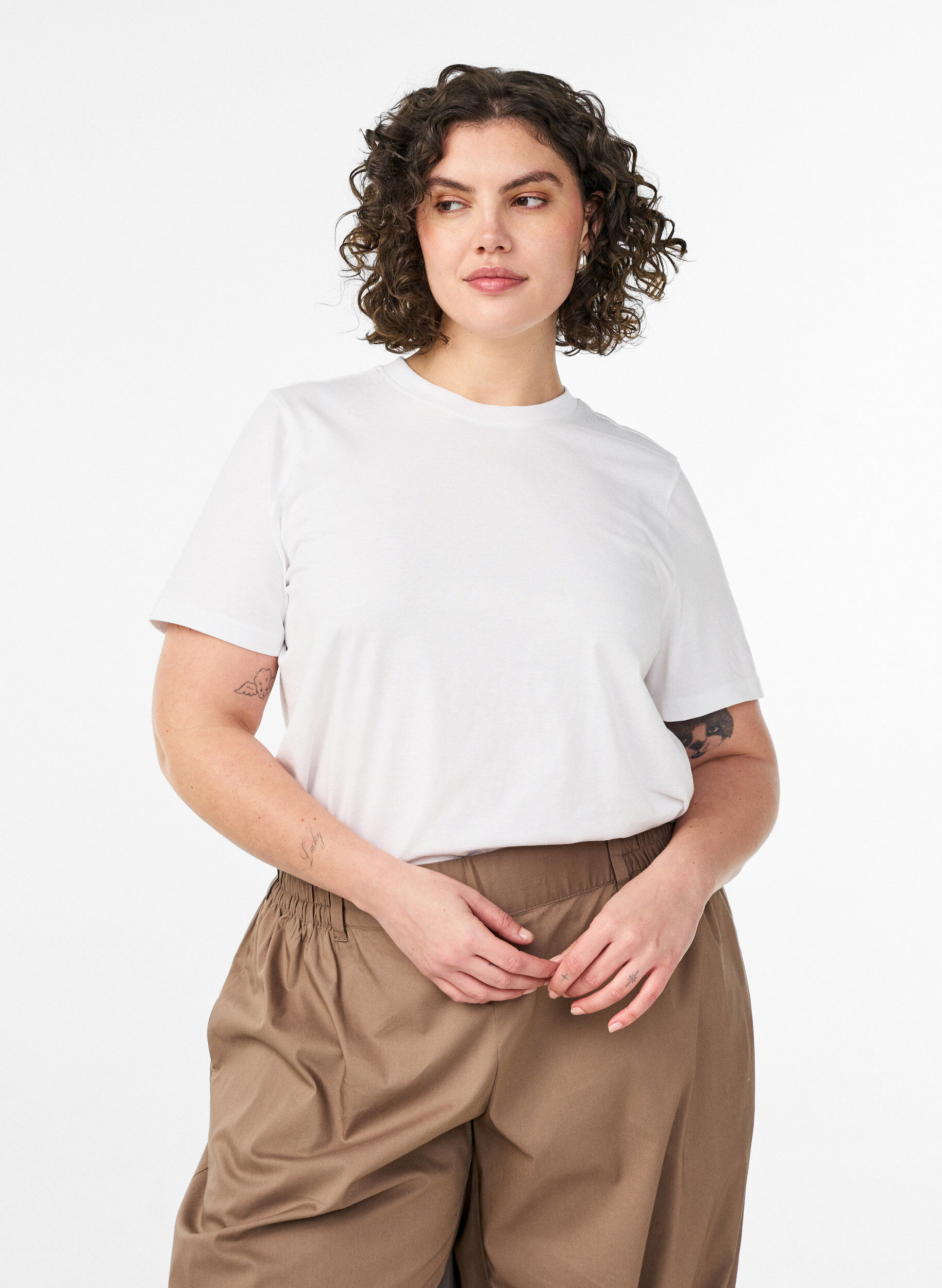 Puuvillainen T-paita printill&auml;, Valkoinen, Model