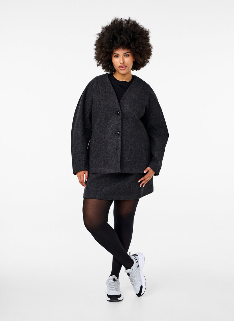 Vyötäröä korostava bleiseri, Dark Grey Melange, Model image number 2