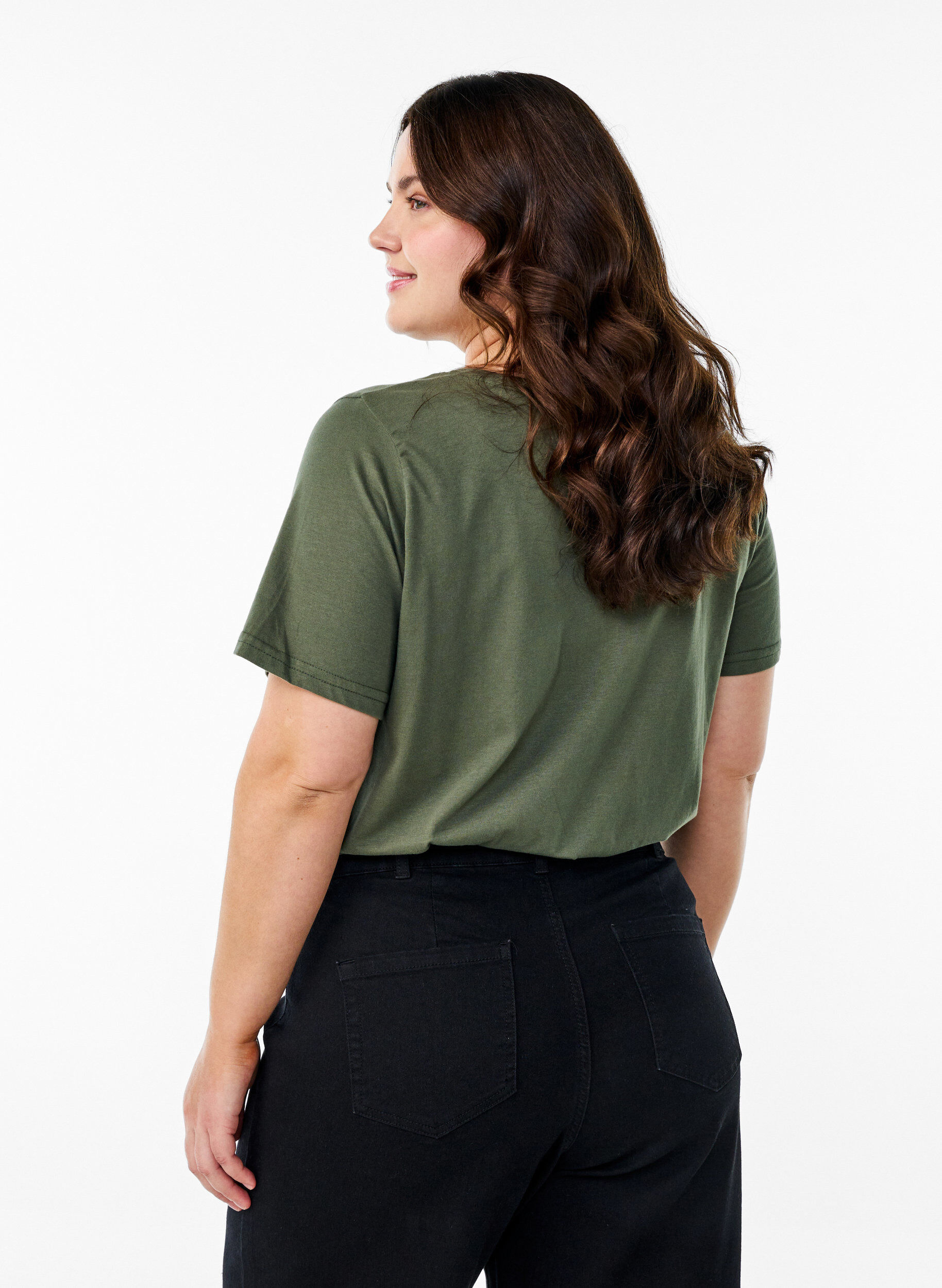 Zizzi FLASH - T-paita printill&auml;, Vihre&auml;, Model image number 2