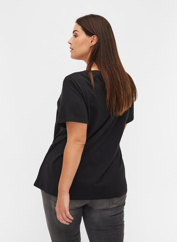 Ekologisesta puuvillasta valmistettu t-paita painatuksella, Black Merci, Model image number 1