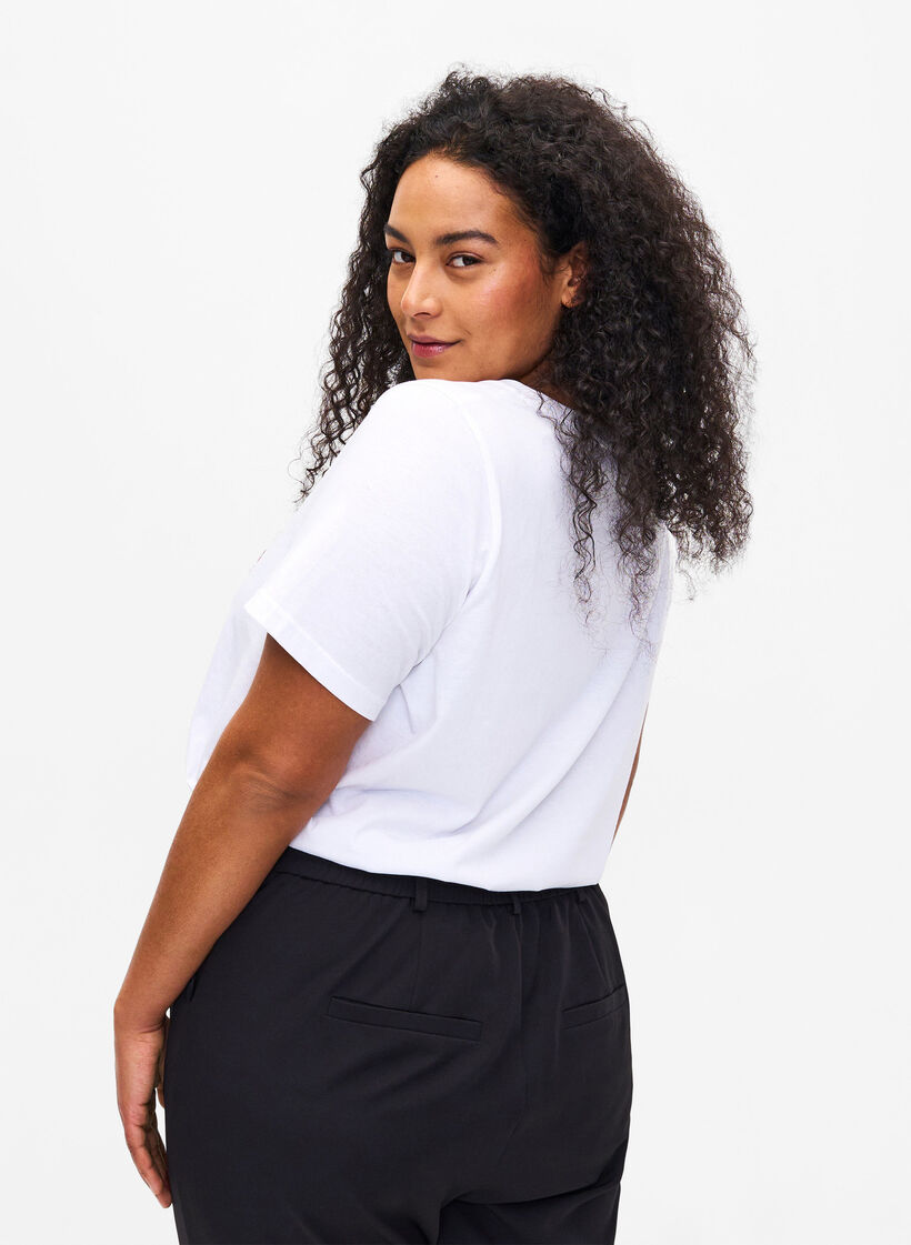 Puuvillainen T-paita tekstipainatuksella, B. White w. Flower, Model image number 1