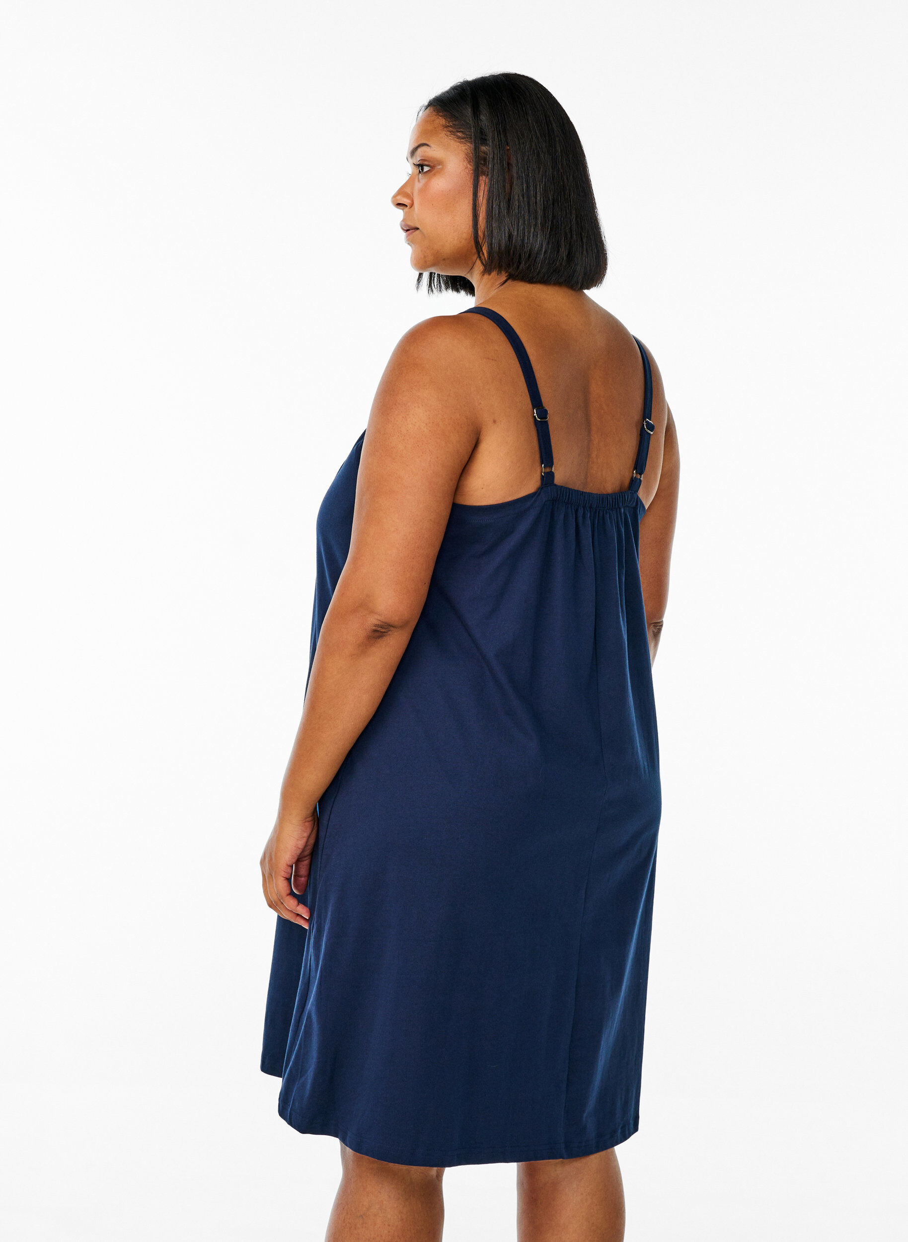 ZizziMidipituinen olkainmekko luomupuuvillaa, Sininen, Model image number 2