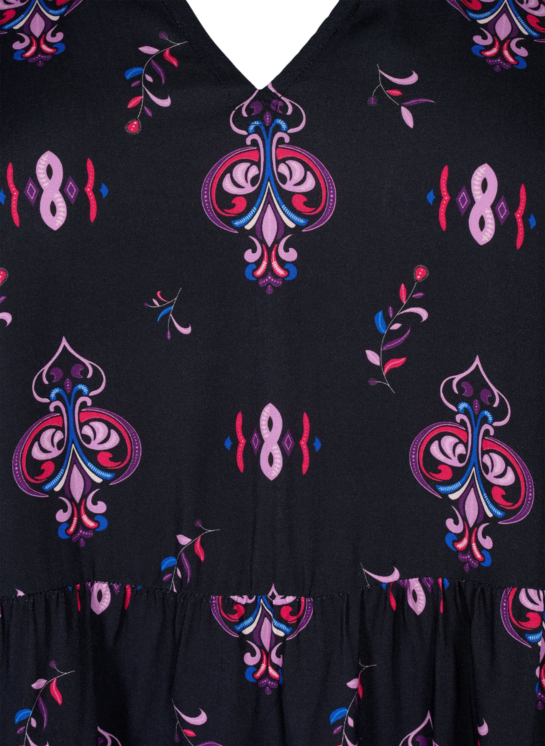 ZizziPitk&auml;hihainen viskoosimekko, jossa on painokuvio, Black Pink AOP, Packshot image number 2