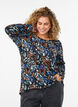 Pitk&auml;hihainen kuviollinen pusero, Sininen, Model image number 0