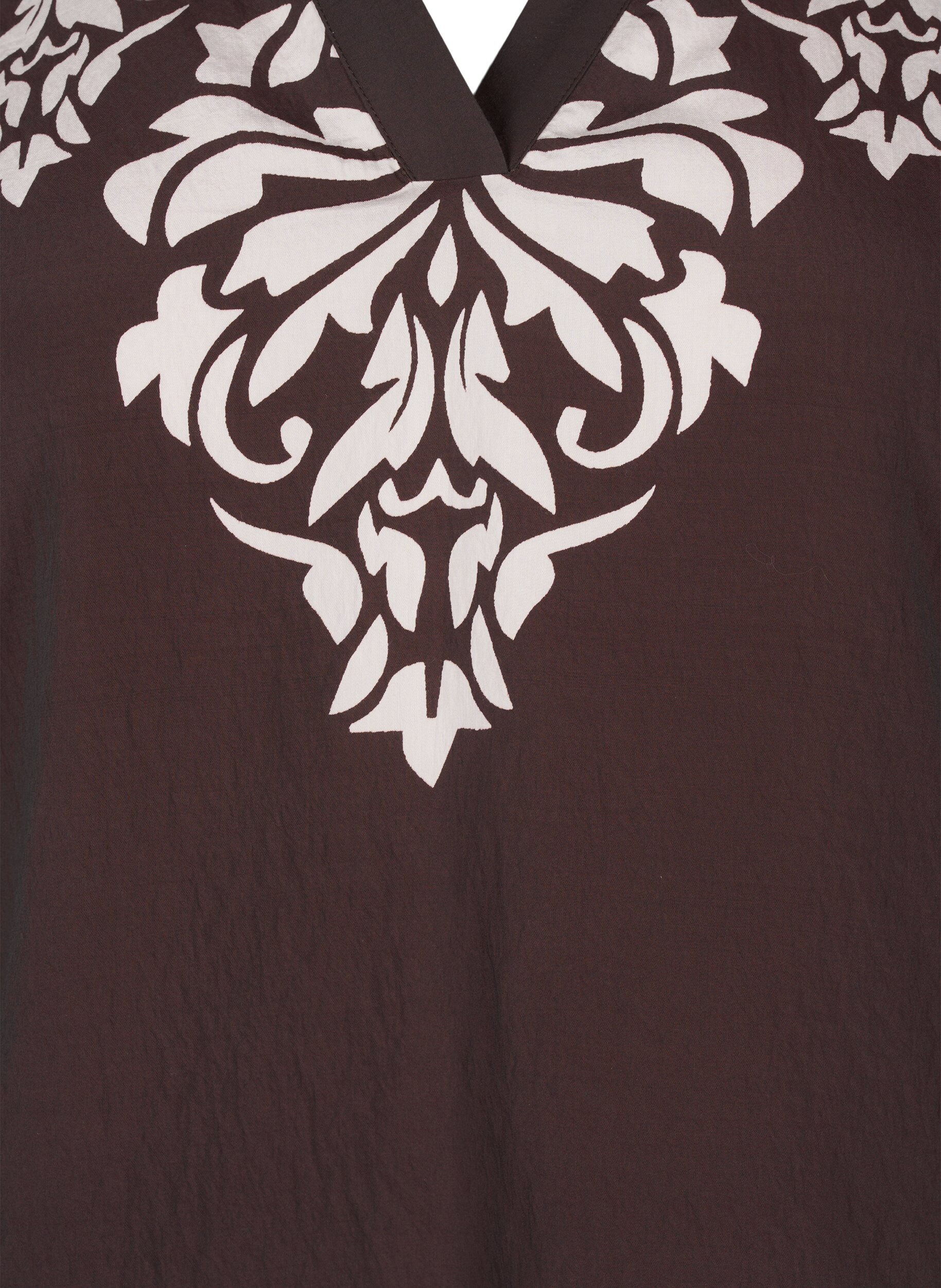 Zizzi Lyhythihainen painokuvioitu r&ouml;yhel&ouml;pusero, Ruskea, Packshot image number 2