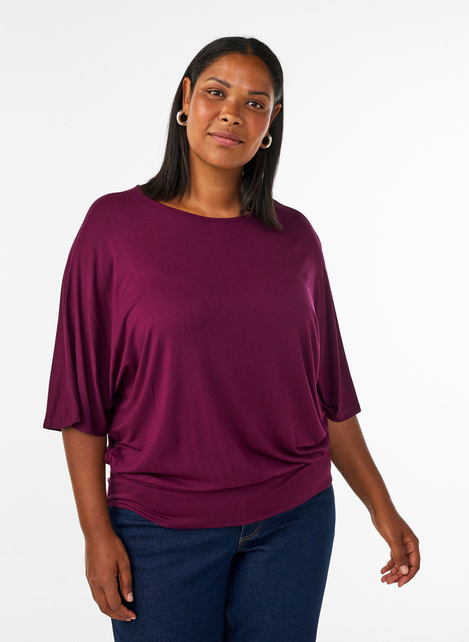 ZizziJerseypusero kyyn&auml;rpituisilla pallohihoilla, Violetti, Model image number 0