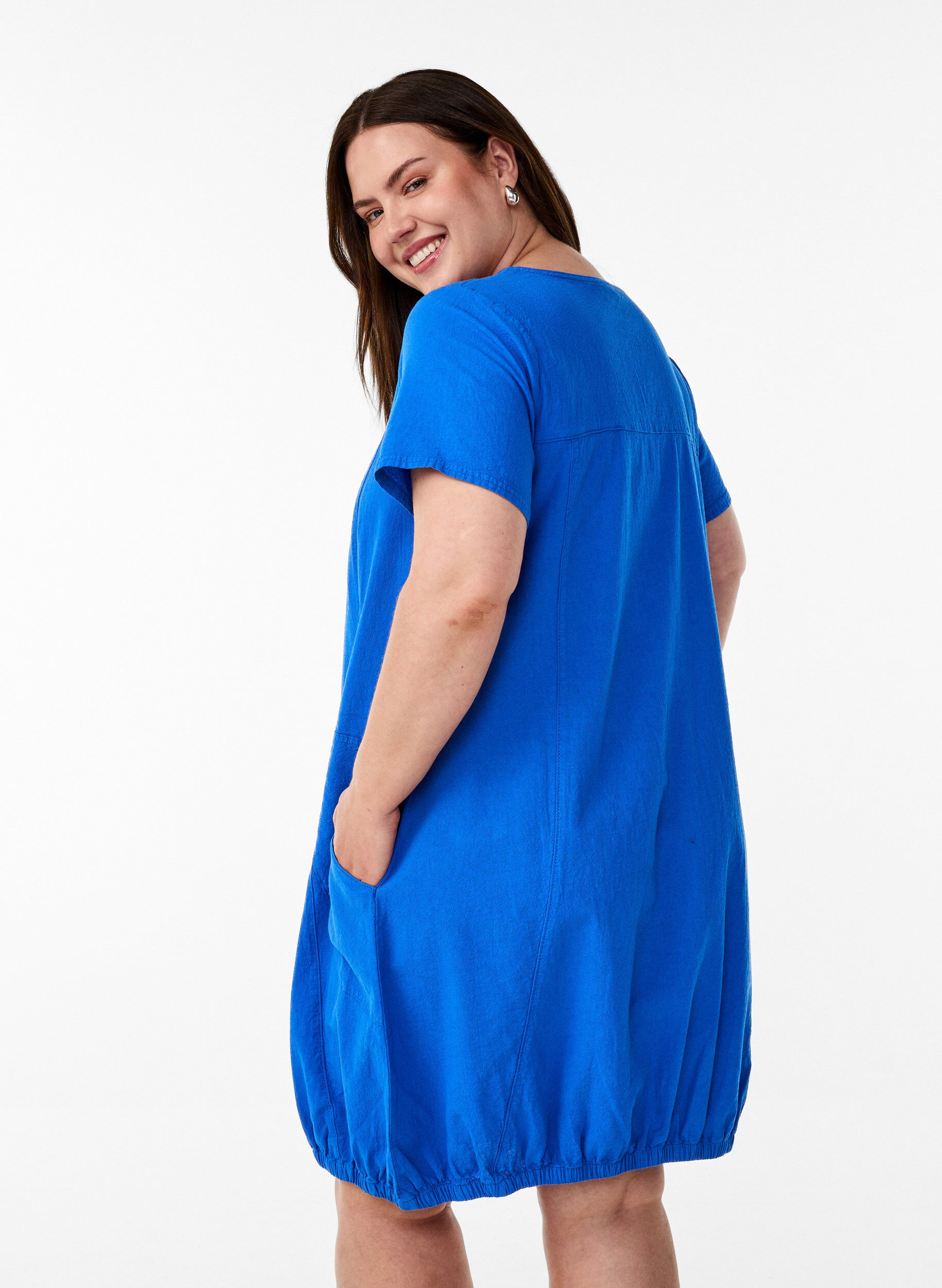ZizziLyhythihainen puuvillamekko , Sininen, Model image number 2