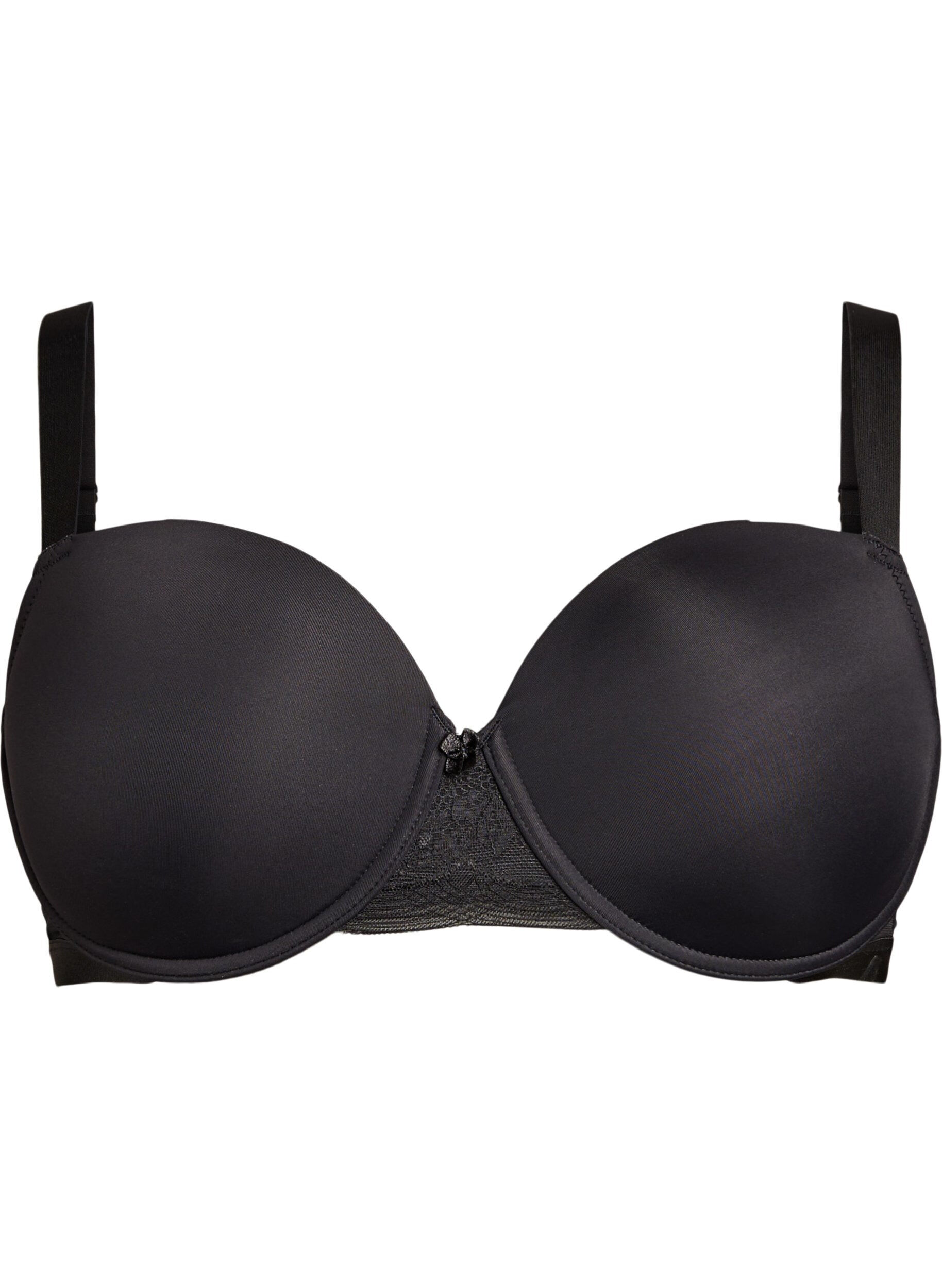 ZizziMuotoillut t-paitarintaliivit sileill&auml; kupeilla, Musta, Packshot image number 0