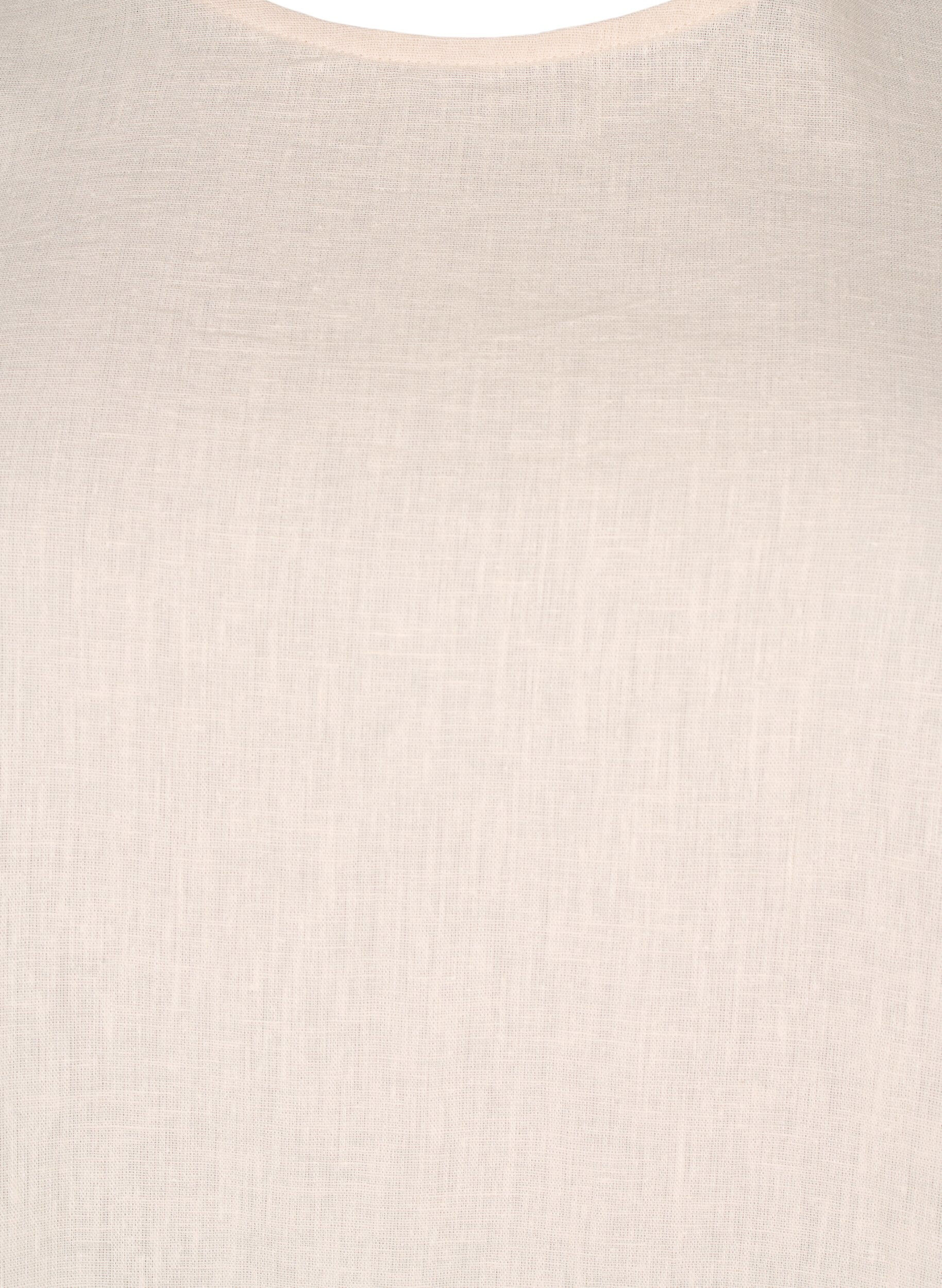 Zizzi Puuvilla-pellavasekoitteinen pusero ny&ouml;riyksityiskohdalla, Sandshell, Packshot image number 2