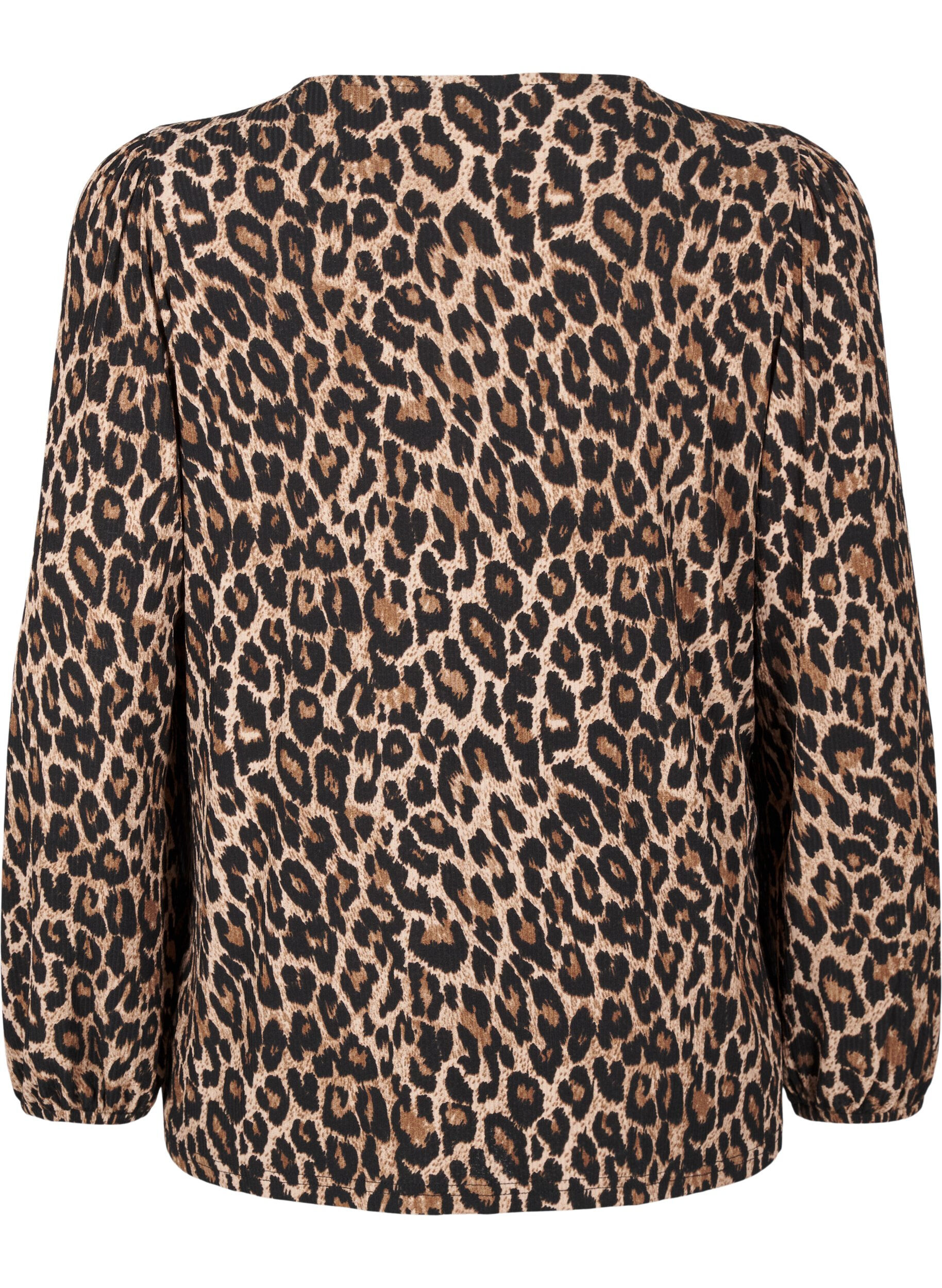 ZizziPusero pitk&auml;ll&auml; hihalla ja leopardikuosilla, Ruskea, Packshot image number 1