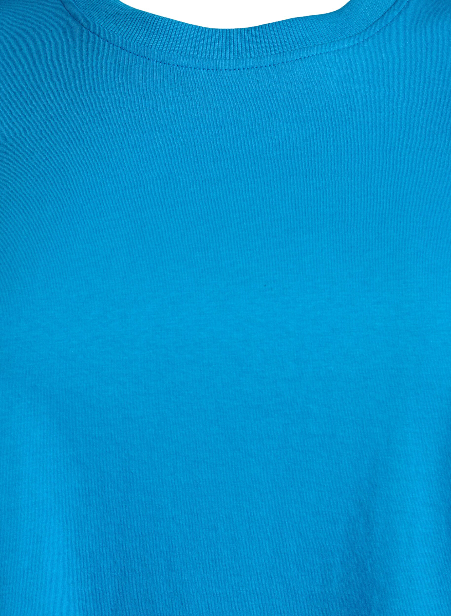 ZizziPuuvillainen perus-T-paita, jossa on py&ouml;re&auml; kaula-aukko, Sininen, Packshot image number 2
