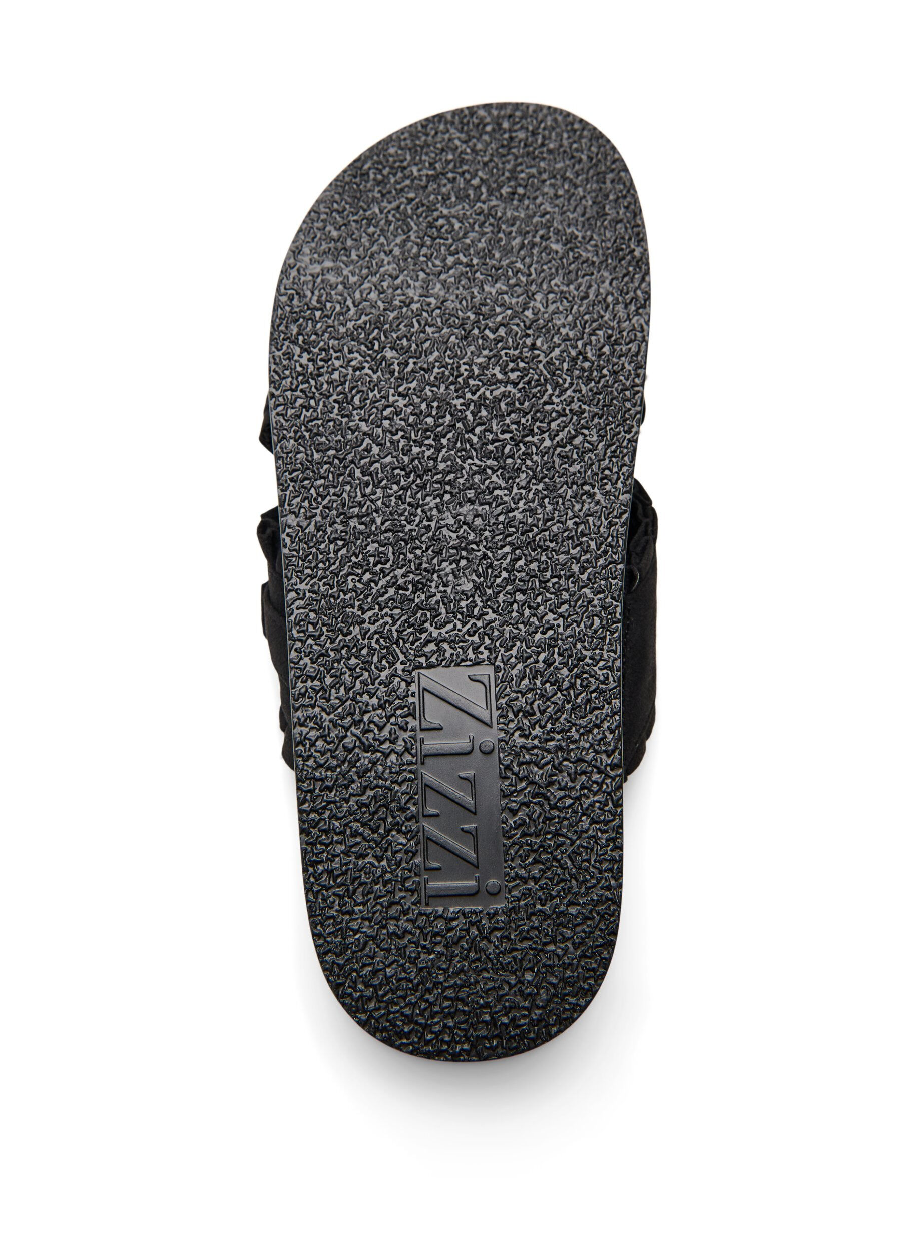 Zizzi Sandaalit ristikk&auml;isill&auml; remmeill&auml; ja r&ouml;yhel&ouml;reunoilla, Musta, Packshot image number 4