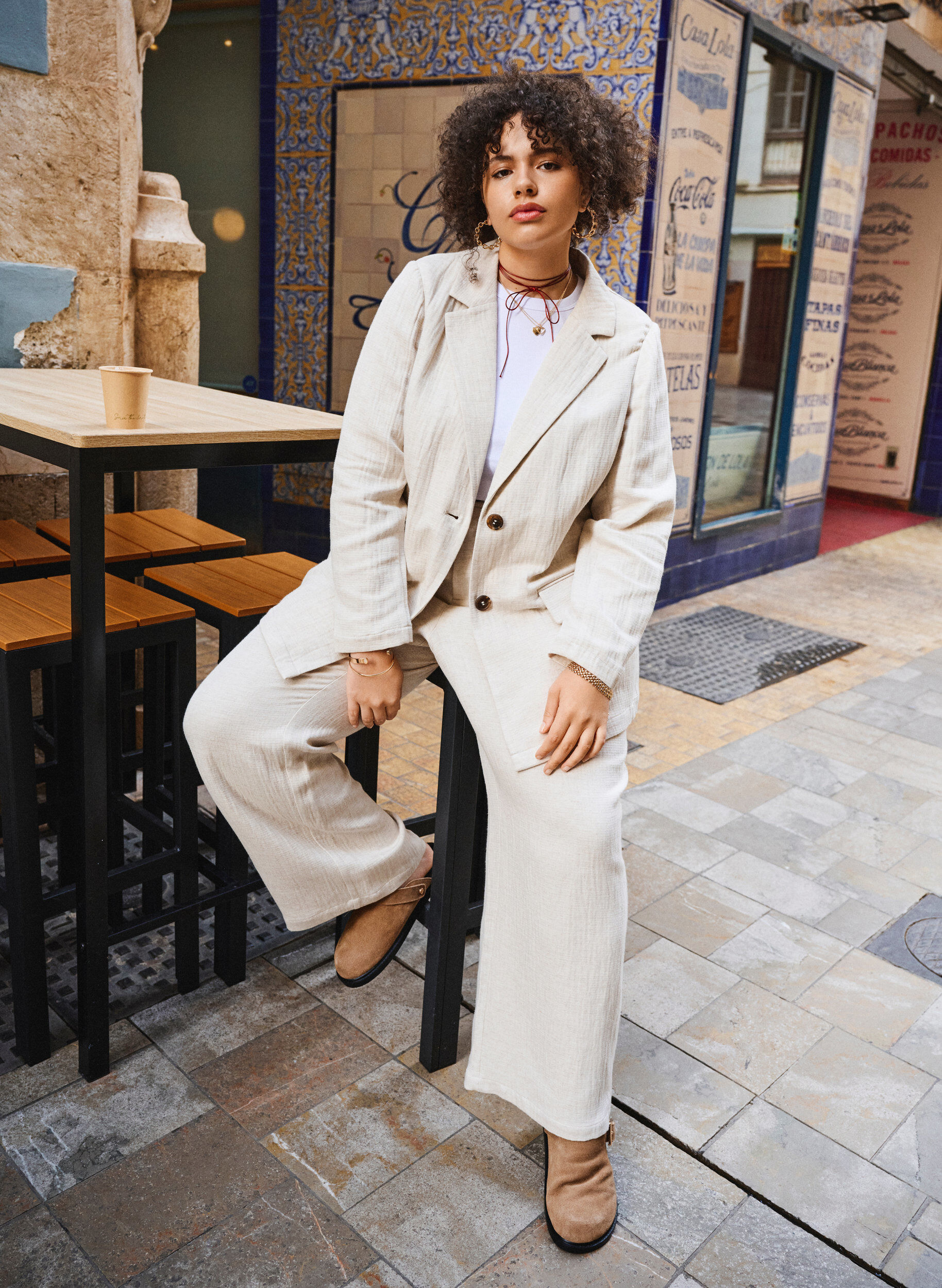 Zizzi Puvunhousut pellavasekoitteisesta materiaalista, Rainy Day, Image image number 0