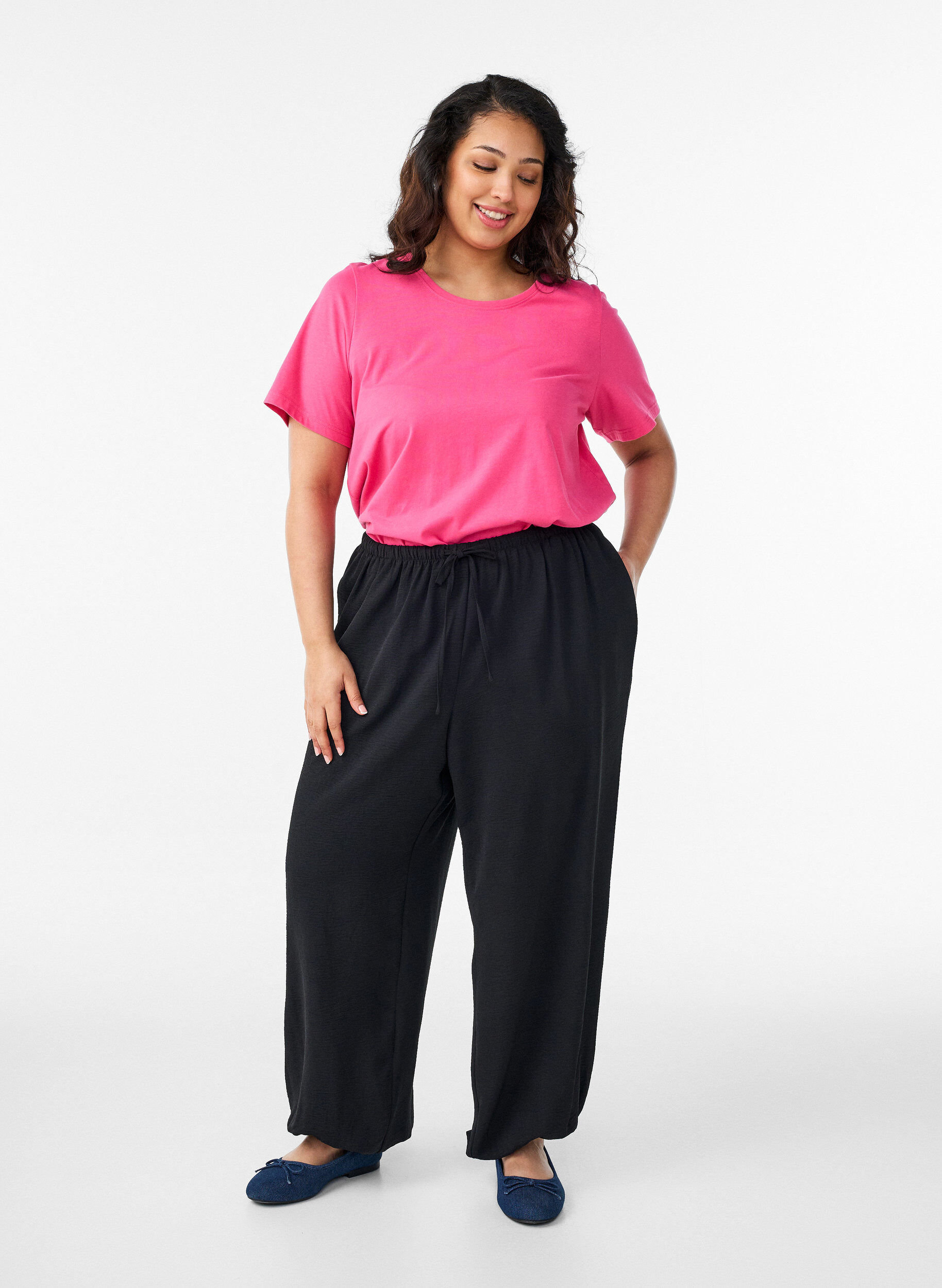 Zizzi T-paita printill&auml;, Vaaleanpunainen, Model image number 1