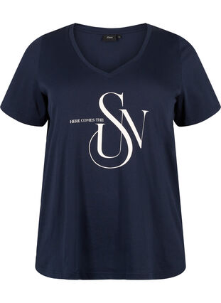 Puuvillainen t-paita painatuksella, Navy Blazer SUN, Packshot image number 0