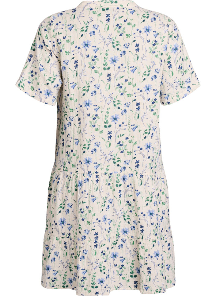 Lyhyt A-linjainen mekko puuvillamusliinista, Beige, Packshot image number 1