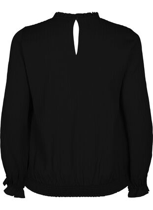 Rypytetty pusero, jossa on röyhelöitä ja pintakuvio, Black, Packshot image number 1