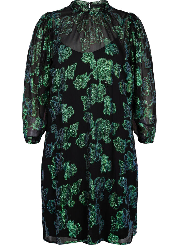 Kukallinen viskoosimekko lurexilla, Black w. Green Lurex, Packshot image number 0