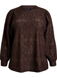 Pitkähihaiset pusero silmukkakirjonnalla, Ruskea