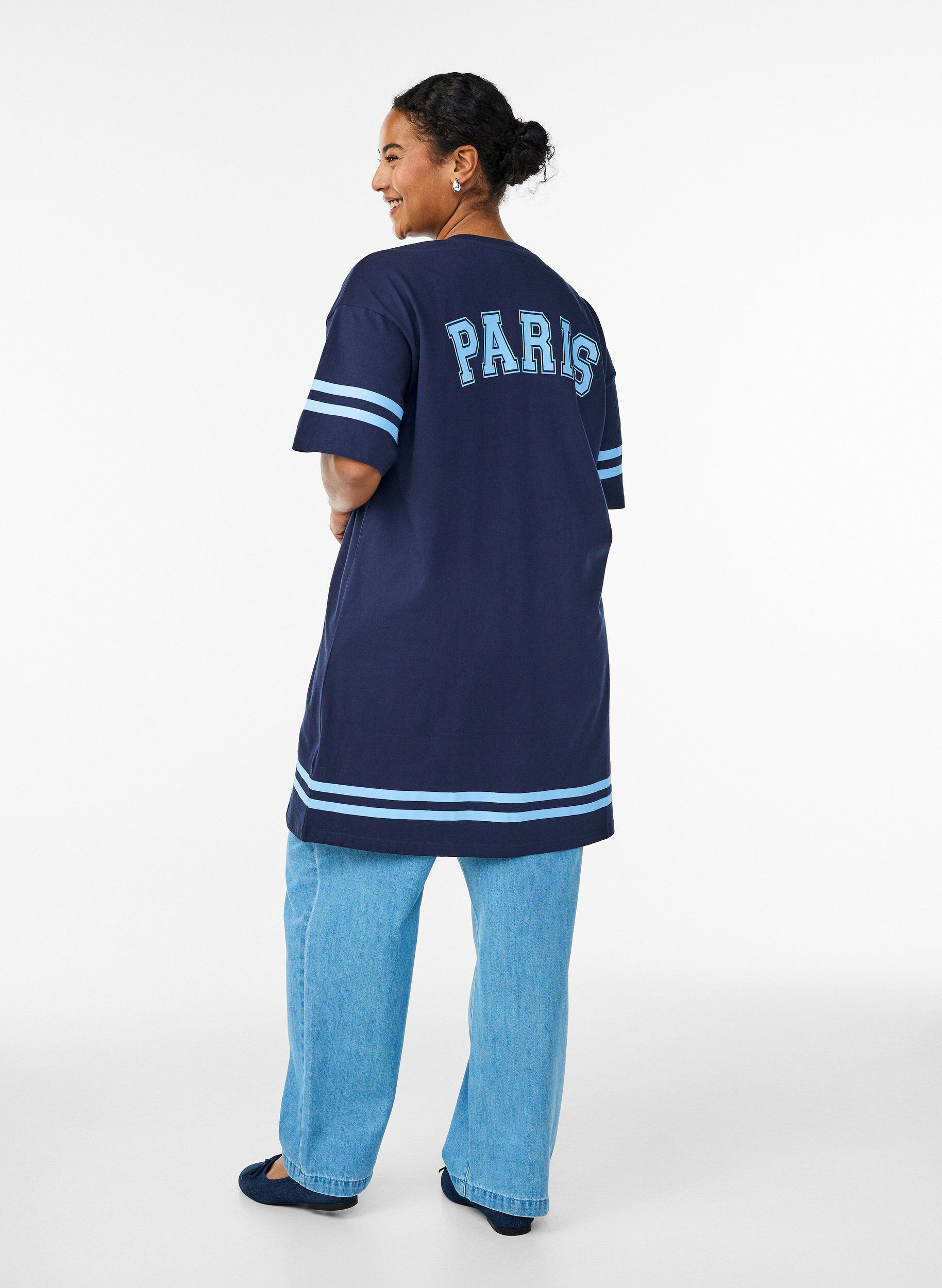 ZizziLyhyt T-paitamekko sporttisilla yksityiskohdilla, Sininen, Model image number 2