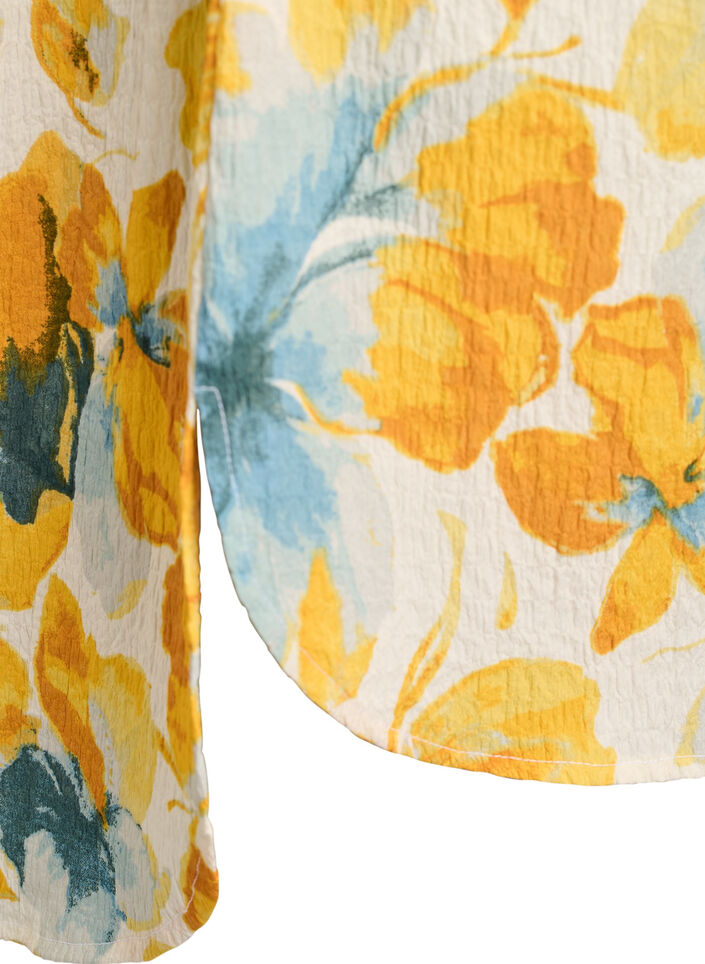 Lyhyt mekko, jossa on ryppyinen pinta ja lyhyet hihat, Keltainen, Packshot image number 3