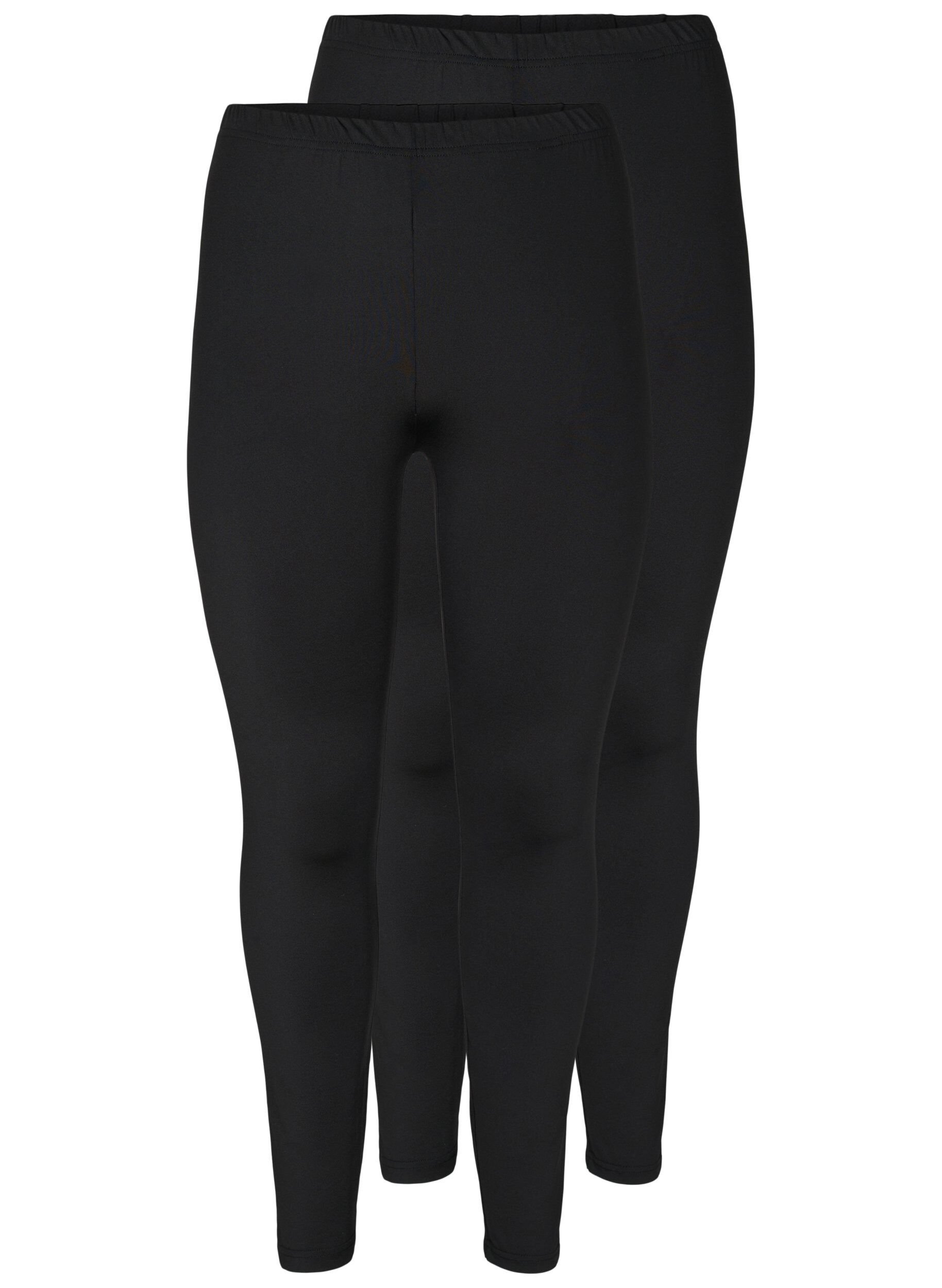 Zizzi 2-pack basic -leggingsit, Musta, Packshot image number 0