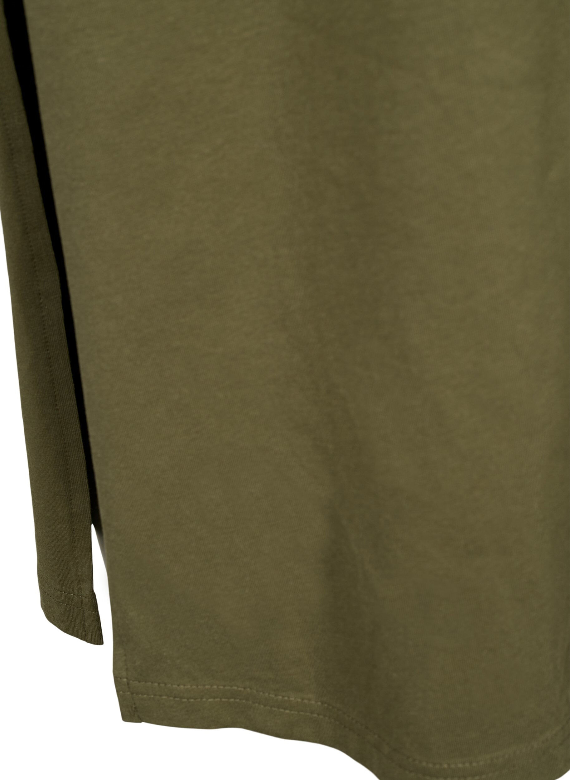 Zizzi Lyhythihainen puuvillamekko halkiolla, Ivy Green, Packshot image number 3