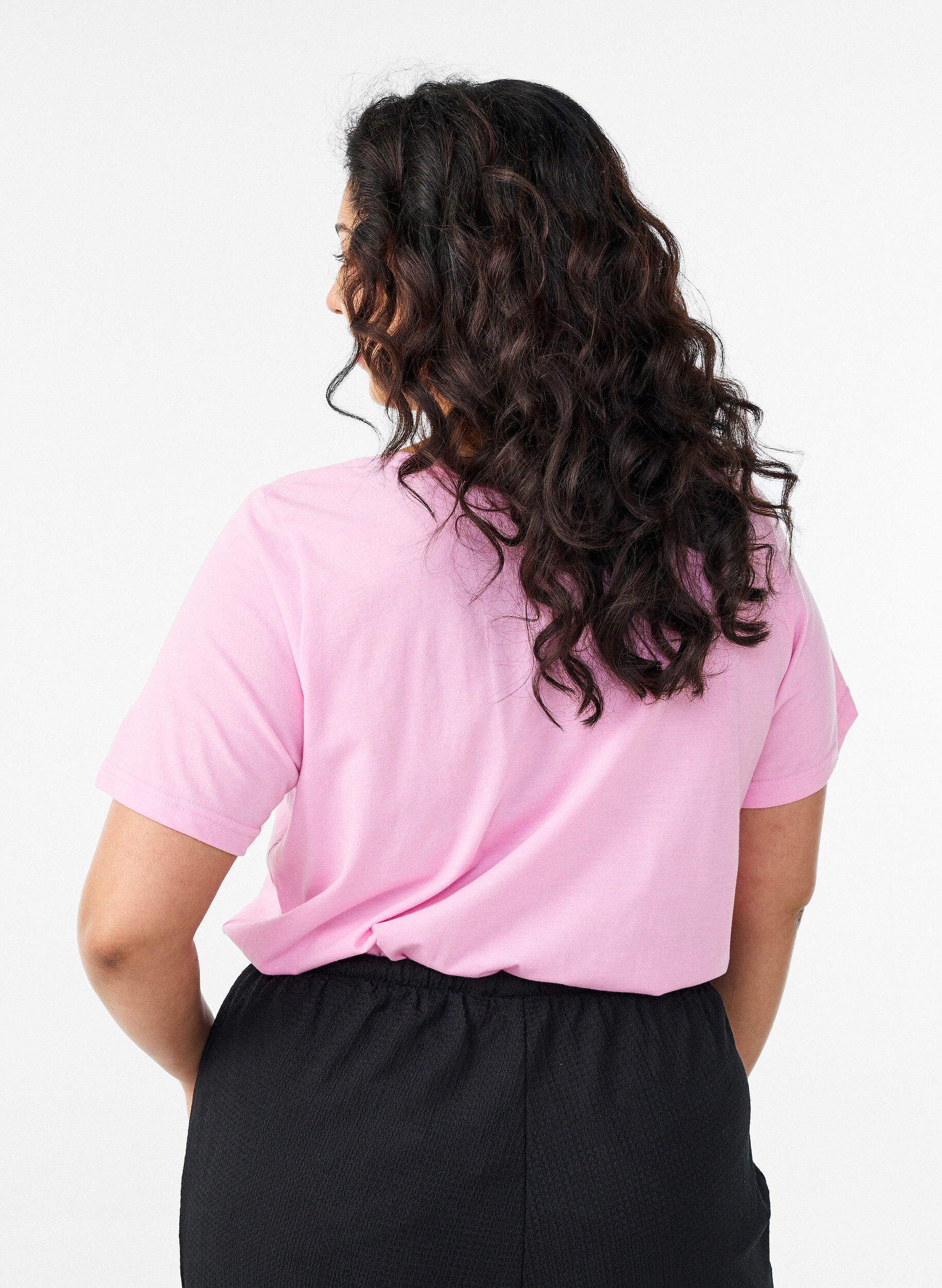 ZizziV-kaula-aukkoinen T-paita, Vaaleanpunainen, Model image number 2