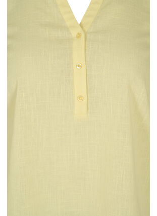 Puuvillainen paitapusero v-aukolla, Yellow, Packshot image number 2