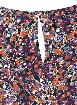 Viskoosipusero smokkirypytyksellä ja kukkakuosilla , Purple FLower AOP, Packshot image number 3