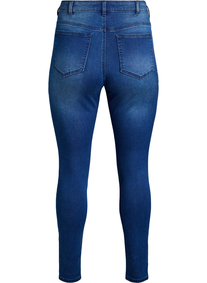 Super slim Amy-farkut korkealla vy&ouml;t&auml;r&ouml;ll&auml;, Sininen, Packshot image number 1
