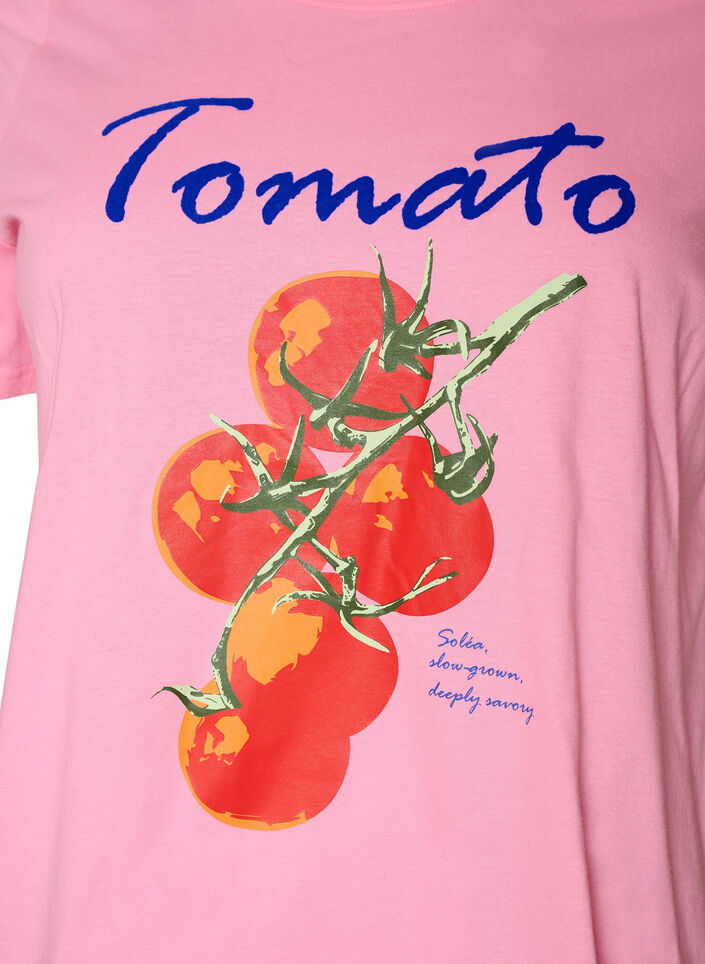 Luomupuuvillainen T-paita tomaatinkuvalla, Vaaleanpunainen, Packshot image number 2