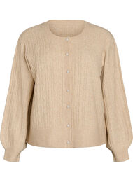 Palmikkoneuletakki helmikaarinapeilla, Beige