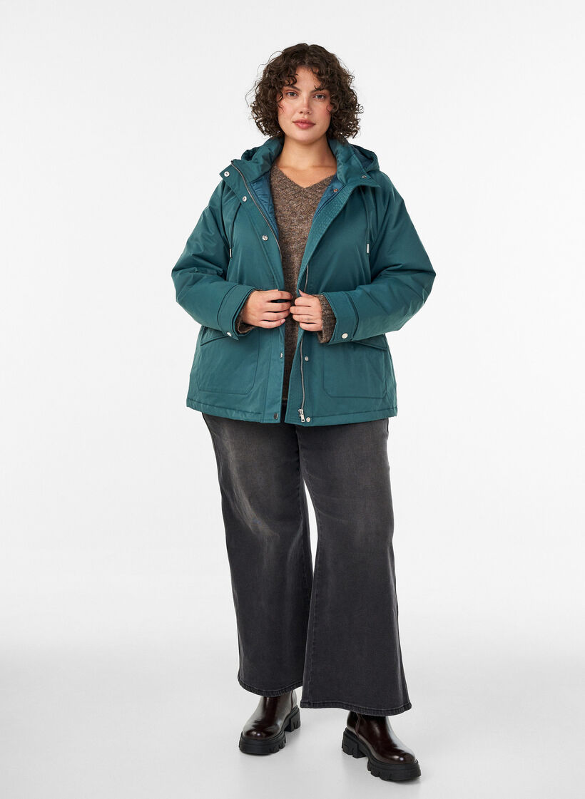 Topattu parka irrotettavalla hupulla, Vihre&auml;, Model image number 1