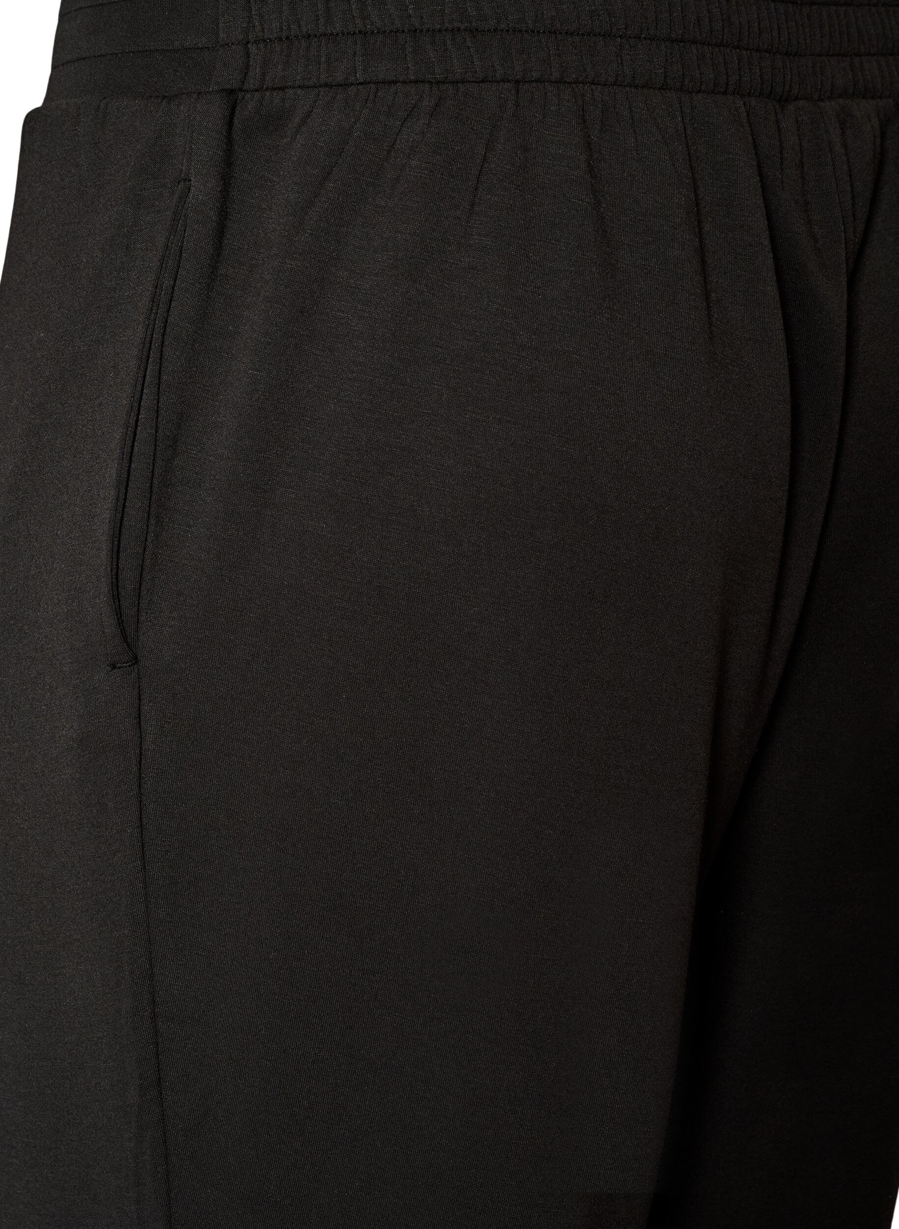 ZizziJerseyhousut korkealla vy&ouml;t&auml;r&ouml;ll&auml; ja taskuilla, Musta, Packshot image number 3