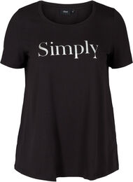 Lyhythihainen puuvillainen t-paita painatuksella, Black SIMPLY