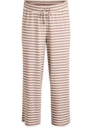 Raidalliset pyjamahousut korkealla vy&ouml;t&auml;r&ouml;ll&auml; ja leveill&auml; lahkeilla, Beige