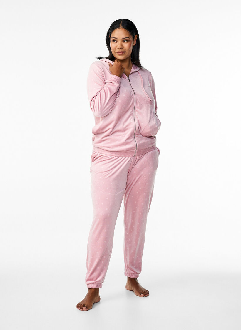 Velourhousut pilkuilla ja sydämillä, Vaaleanpunainen, Model image number 0