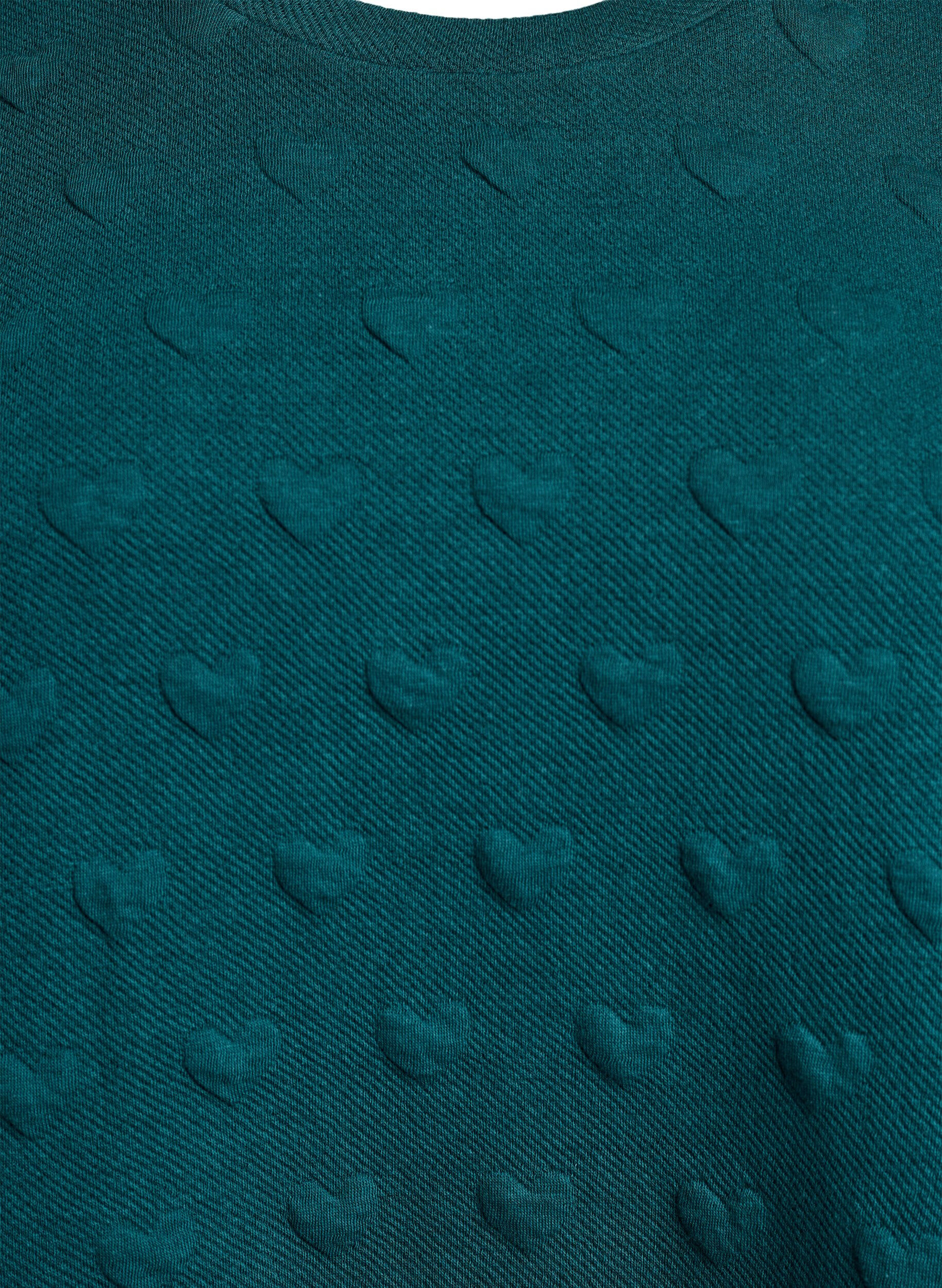 Zizzi T-paita kohokuvioidusta puuvillajerseyst&auml;, Vihre&auml;, Packshot image number 2