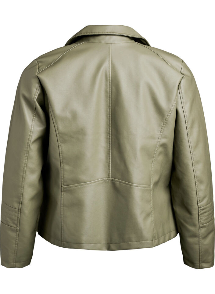 Keinonahkainen biker-takki, Vihre&auml;, Packshot image number 1
